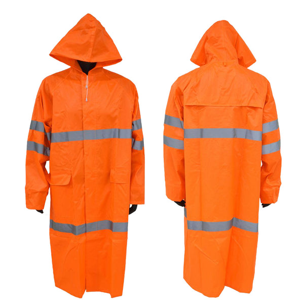 Hi-Vis Waterproof Rain Jacket with taped seams and reflective tape - Okuch Australia