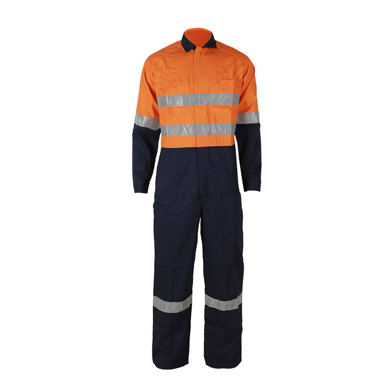 Hi-Vis Coveralls full body protection with reflective tape - front view - Okuch Australia