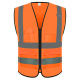 Hi-Vis Safety Vest zip front with reflective tape - front view - Okuch Australia