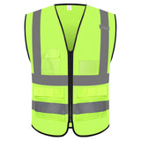 Hi-Vis Safety Vest zip front with reflective tape - back view - Okuch Australia