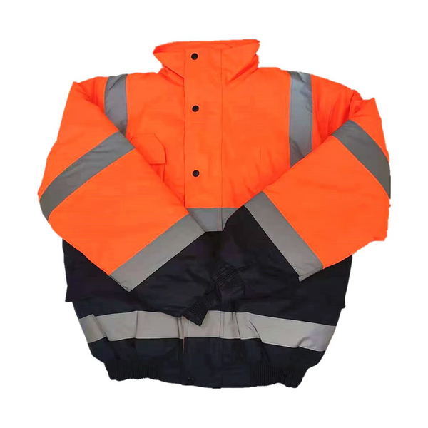 Hi-Vis Bomber Jacket insulated water-resistant with reflective tape - Okuch Australia