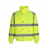 Hi-Vis Bomber Jacket insulated with reflective tape - back view - Okuch Australia