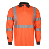 Hi-Vis Polo Shirt with reflective tape - front view - Okuch Workwear Australia