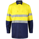 Rail-Style Reflective Work Shirt yellow front view - Okuch Workwear Australia