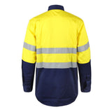 Rail-Style Reflective Work Shirt yellow back view - Okuch Workwear Australia