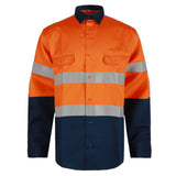Rail-Style Reflective Work Shirt orange front view - Okuch Workwear Australia