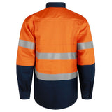 Rail-Style Reflective Work Shirt orange back view with X-back tape - Okuch Australia